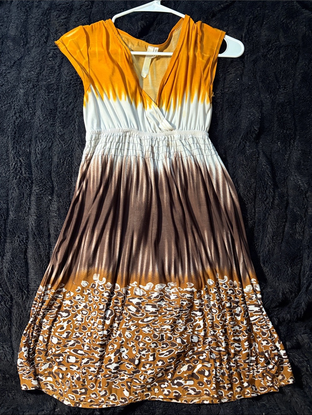 Cristinalove Mustard, White & Brown Ombre Maxi Dress